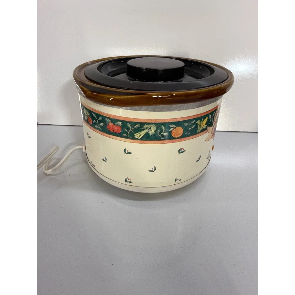 Rival Crock-Ette 1 Qt Slow Cooker Garden of Good Things Vintage Stoneware 3100/2